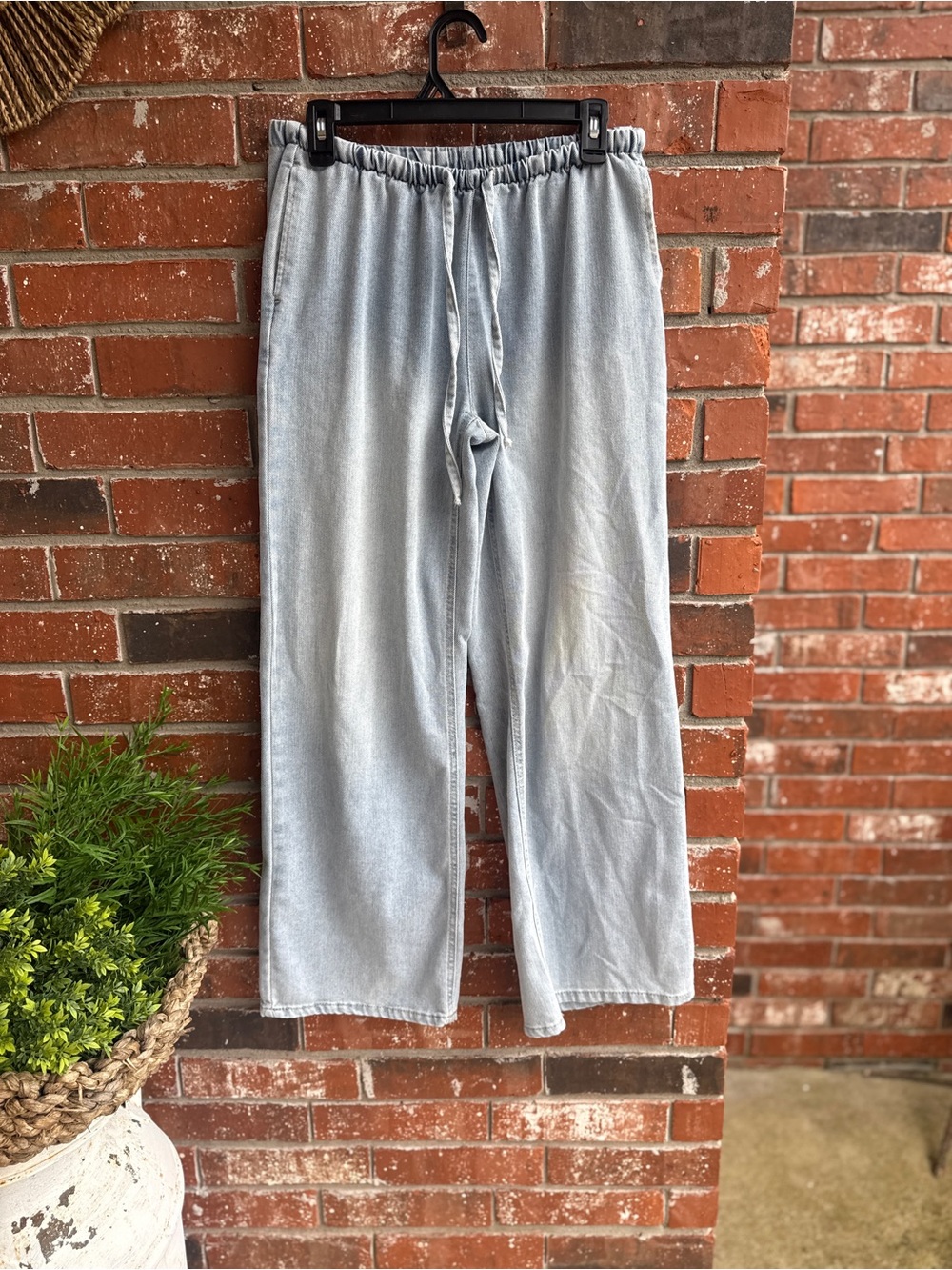 No Boundaries Light Blue Drawstring Wide Leg Jeans